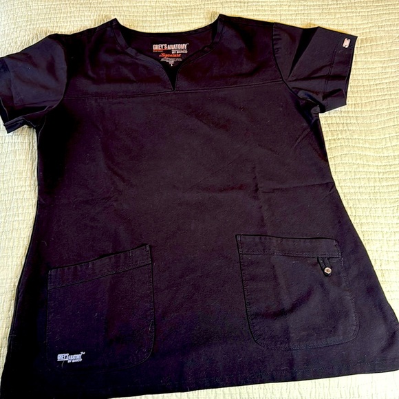 Grey's Anatomy Tops - 2 Grey’s Anatomy By Barco Womens Black Scrub Top V-Neck Side Pockets SzXL